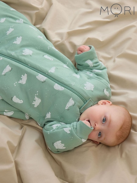Green - Mori Polar Bear Long Sleeve Front Opening Sleeping Bag 2.5 Tog