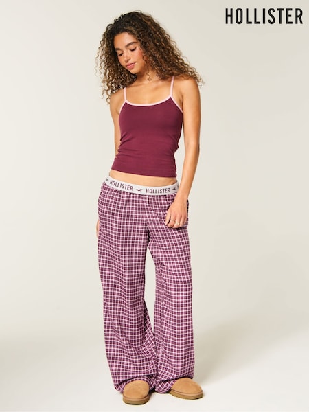 Red - Hollister Low Rise Flannel Straight Leg Pyjama Bottoms