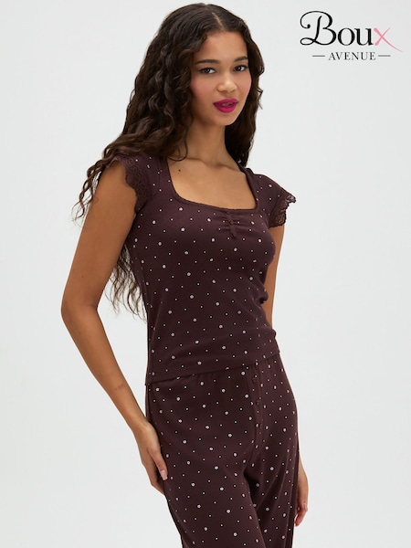 Brown - Boux Avenue Daisy Pointelle Long Pyjamas Set