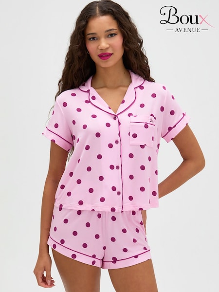 Pink - Boux Avenue Polka Dot Modal Short Pyjamas Set
