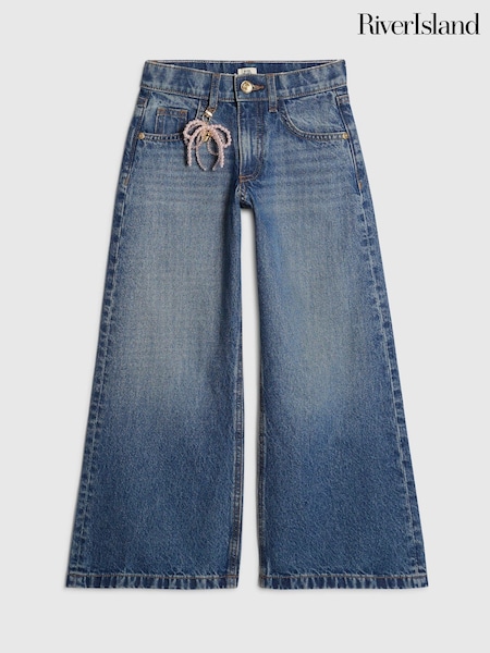 Blue - River Island Wide Fit Jeans With Boy Keychain
