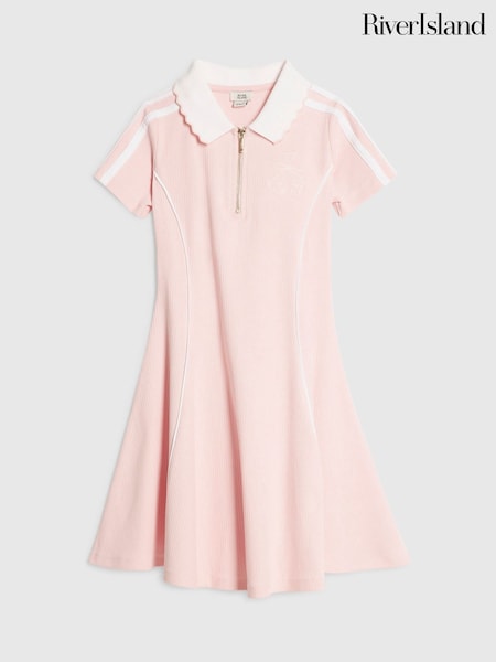 Pink - River Island Polo Collar Jersey Dress
