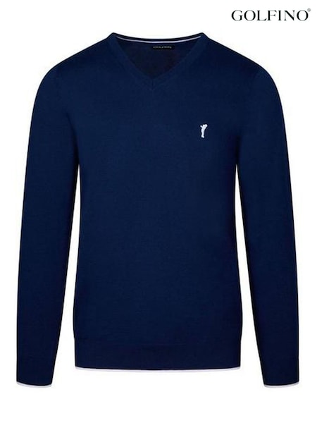 Blue - Regular Golfino Palermo V-neck Golf Pullover Mid Layer Jumper