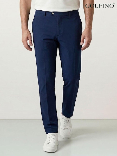 Blue - Regular Golfino Birdie Light Techno Stretch Flat Front Golf Trousers