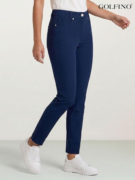 Blue - Golfino Sofia Light Techno Stretch 7/8 Golf Trousers