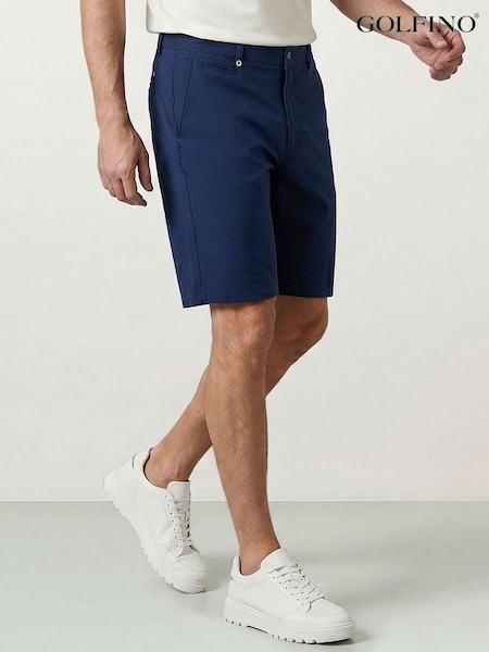 Navy Blue - Regular Golfino Birdie Light Techno Stretch Flat Front Bermuda Golf Shorts