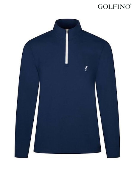 Blue - Regular Golfino St. Moritz Light Half Zip Golf Troyer Mid Layer Fleece