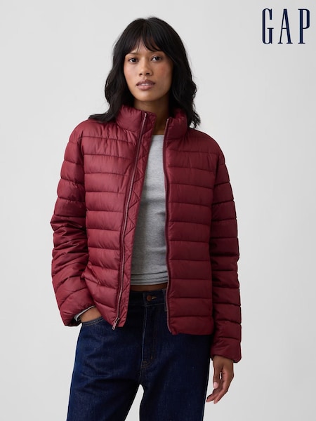 Burgundy Red - Gap Relaxed Puffer Jacket