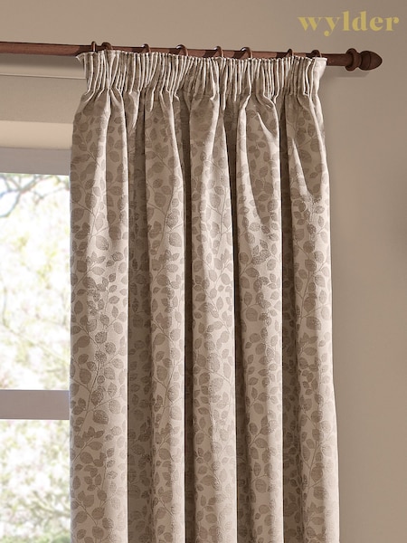 Wylder Grace Leaf Jacquard Lined Pencil Pleat Curtains