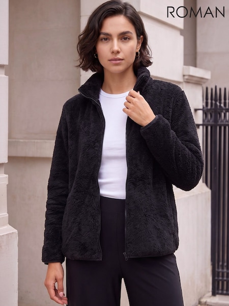 Black - Roman Soft Sherpa Fleece Jacket