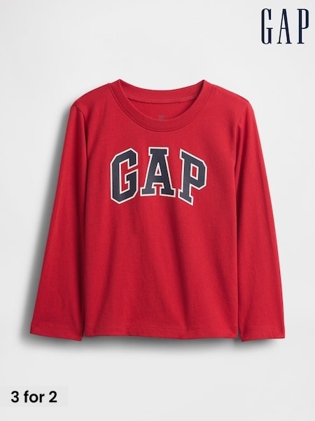 Red - Gap Logo Long Sleeve T-shirt (6mths-5yrs)