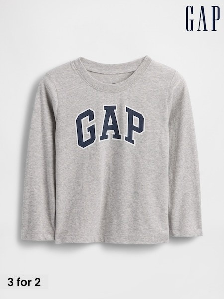 Grey - Gap Logo Long Sleeve T-shirt (6mths-5yrs)