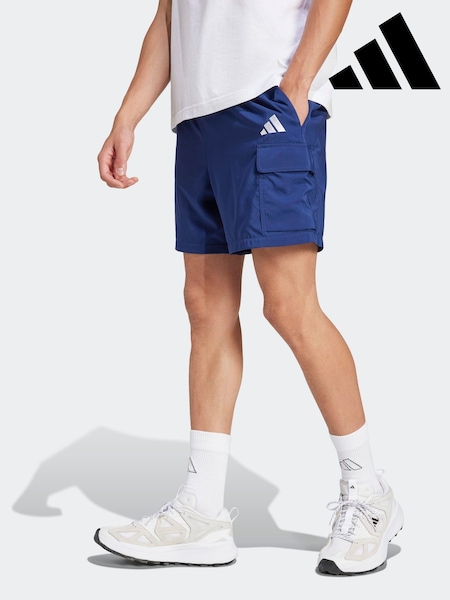 Blue - Regular Adidas Essentials Small Logo Cargo Chelsea Shorts