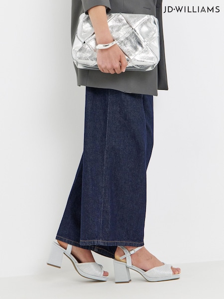 Silver - Jd Williams Pleated Two Part Heels
