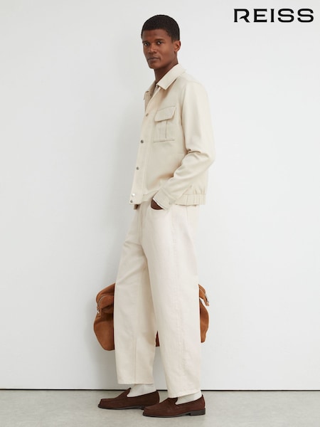 White - Regular Reiss Freddie Barrel-leg Jeans
