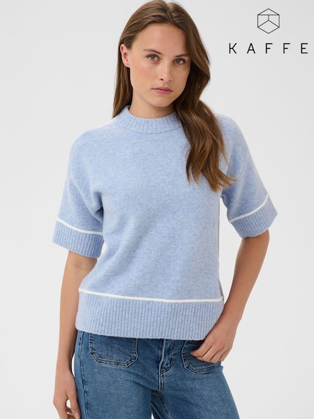 Blue - Kaffe Jinie Knit Short Sleeve Jumper