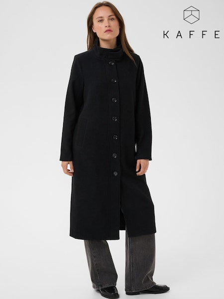 Black - Kaffe Kafanny Button Up High Neck Coat