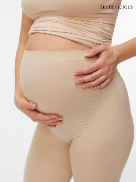 Cream - Mamalicious Maternity Seamless Legging Shorts