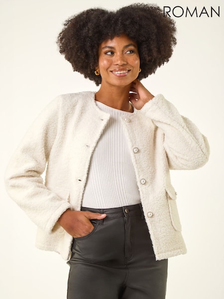 White - Roman Cosy Boucle Fleece Jacket