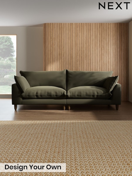 Plush Velvet Easy Clean/Khaki Green - Noa Deep Relaxed Sit