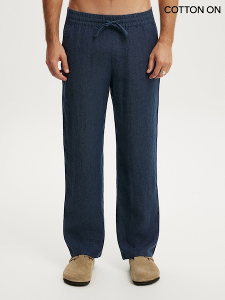 Blue - Regular Cotton On Baggy Linen Trousers