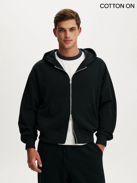 Black - Regular Cotton On Zip Up Hoodie