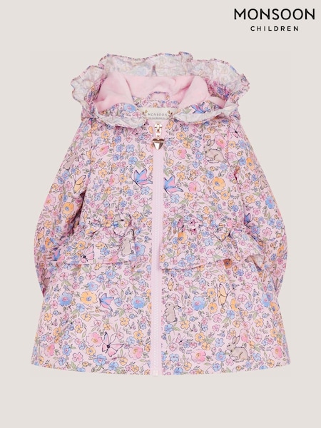 Pink - Monsoon Baby Bunny Floral Print Raincoat
