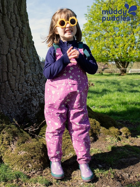 Pink - Muddy Puddles Waterproof Ecosplash Dungarees