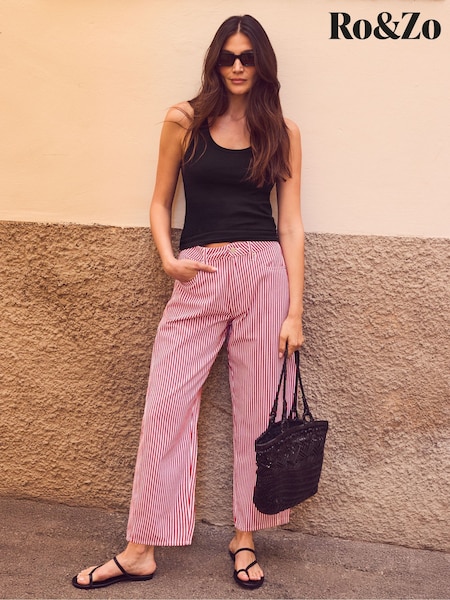 Red Stripe - Ro&zo Zebra Print Barrel Leg Jeans