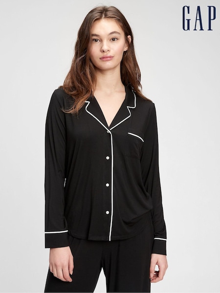 Gap Black Long Sleeve Modal Pyjama Shirt (R87934) | £21