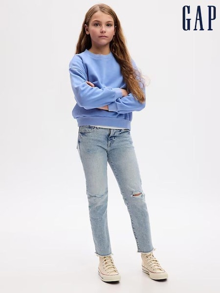 Gap Vintage Wash Blue Distressed Girlfriend Jeans (5-16yrs) (R90755) | £30