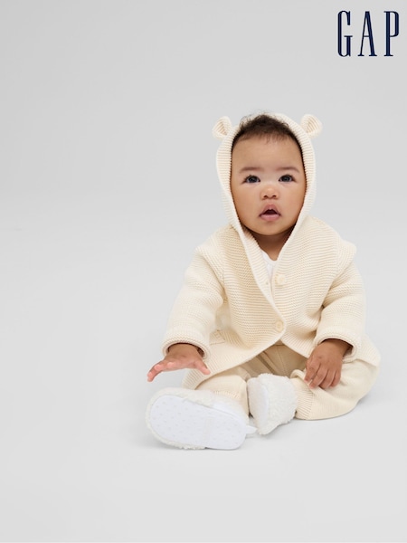Gap Beige Cotton Knitted Hooded Cardigan (Newborn-24mths) (R92899) | £20