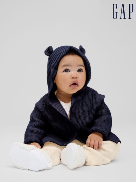 Gap Navy Blue Brannan Bear Soft Cotton Knit Cardigan (Newborn-24mths) (R92908) | £20