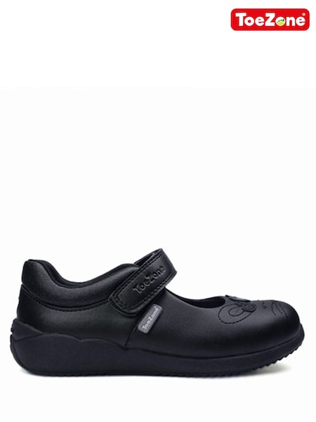 ToeZone Black Single Strap Novelty Bunny School Shoes (T02332) | £29