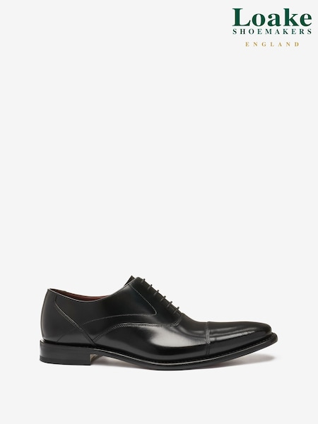 Loake Black Sharp Polished Leather Toe Cap Oxford Shoes (T02879) | £195