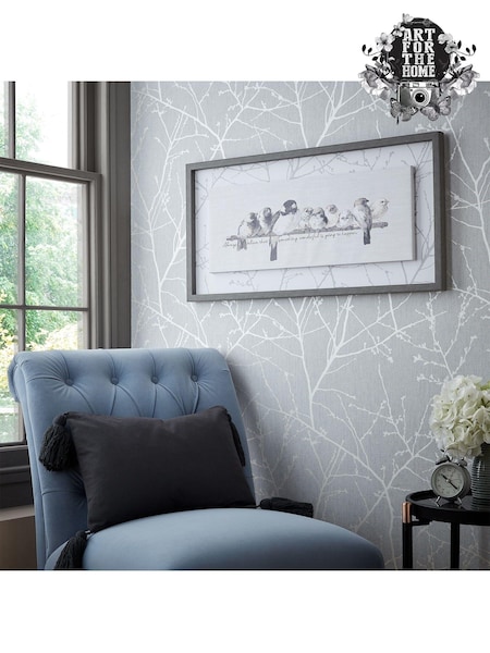 Art For The Home Grey Innocence Birds Framed Floating Canvas (T03194) | £73