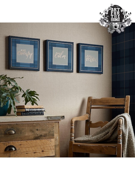 Art For The Home Set of 3 Blue Heritage Tweed Canvases (T03207) | £35