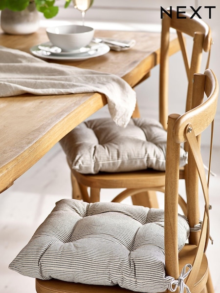 Grey Bronx Stripe Set of 2 Chair Dining Bench and Seat Cushions (T03294) | £20