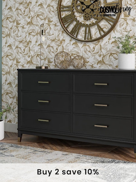 CosmoLiving Black Westerleigh Six Drawers Chest (T07748) | £470