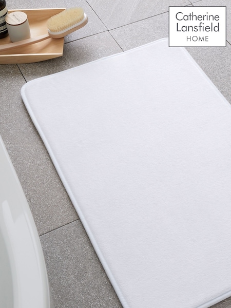 Catherine Lansfield White Anti-Bacterial Memory Foam Bath Mat (T09983) | £14