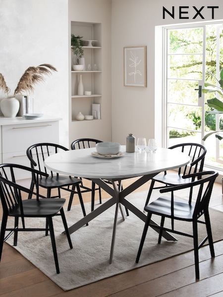 White Marble Effect Extending Dining Table (T10403) | £499