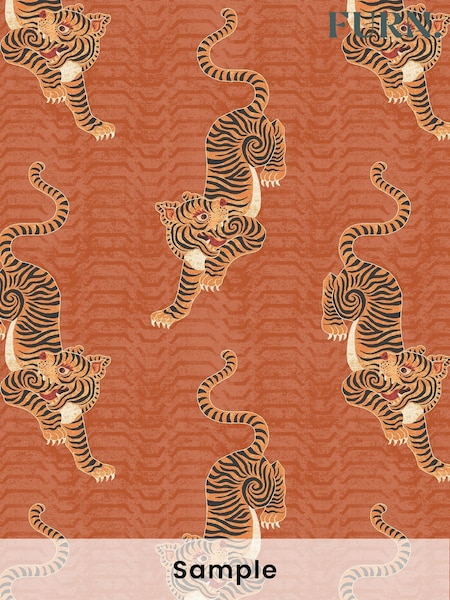 furn. Orange Tiger Print Wallpaper (T11651) | £1