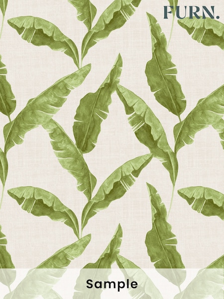 furn. Green Plantain Botanical Wallpaper (T11656) | £1