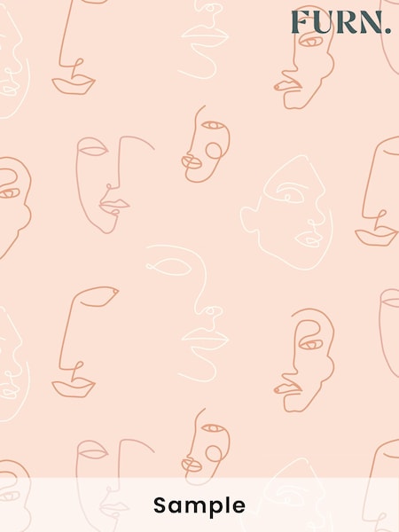 furn. Pink Kindred Abstract Faces Wallpaper (T11778) | £0