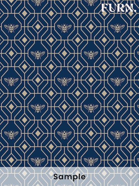 furn. Blue Bee Deco Geometric Foiled Wallpaper (T11784) | £1