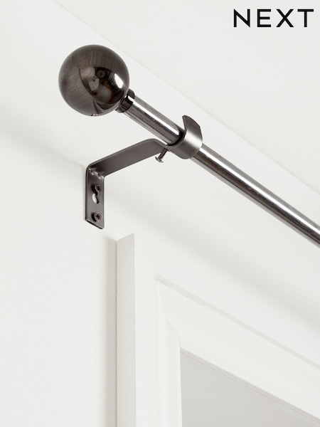 Pewter Grey Ball Finial Extendable Curtain 19mm Pole Kit (T12437) | £18 - £28