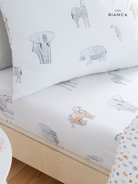 Bianca Natural Zoo Animals 100% Cotton Fitted Sheet (T12827) | £11 - £17