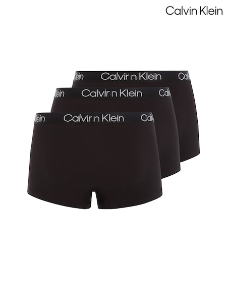 Calvin Klein Black Structure Cotton Trunks 3 Pack Boxers (T13630) | £44