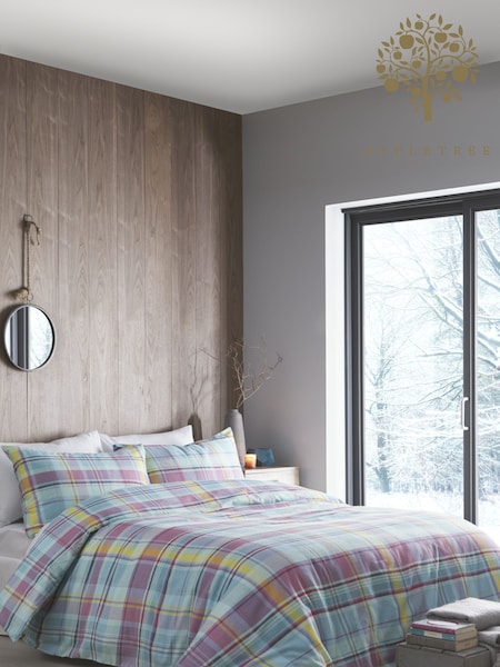 Appletree Blue Hygge Applecross Check 100% Cotton Duvet Cover and Pillowcase Set (T13994) | £30 - £60