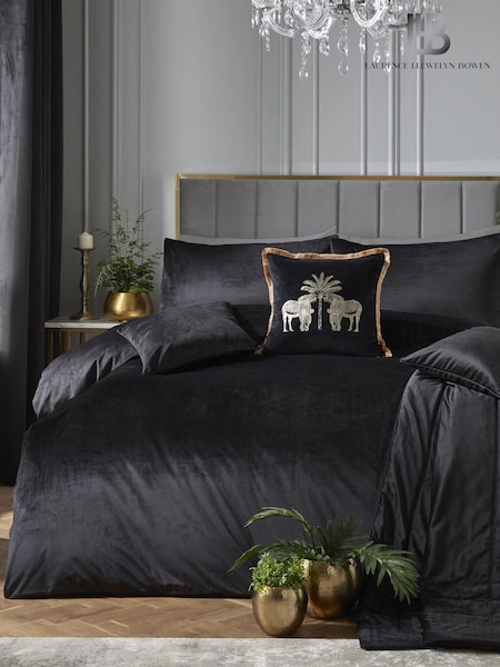 Laurence Llewelyn-Bowen Black Montrose Velvet Duvet Cover Set (T13998) | £55 - £70